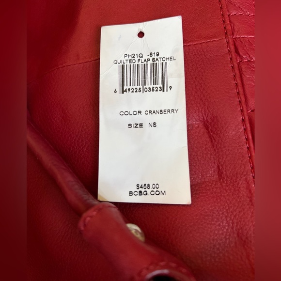 BCBG MAXAZRIA cranberry leather shoulder satchel bag $458 retail - Picture 6 of 10